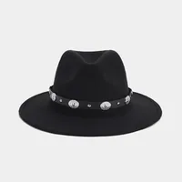 Women's Elegant Basic Solid Color Big Eaves Fedora Hat sku image 11