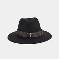 Women's Elegant Basic Solid Color Big Eaves Fedora Hat sku image 15