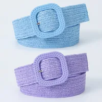 Sweet Simple Style Solid Color Pp Grass Plastic Women's Woven Belts main image 1