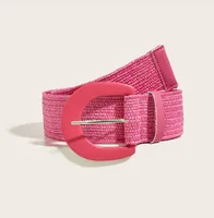 Original Design Solid Color Pp Grass Pu Leather Women's Woven Belts main image 4