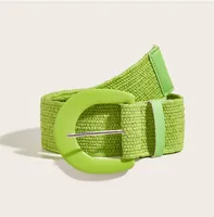 Original Design Solid Color Pp Grass Pu Leather Women's Woven Belts sku image 4
