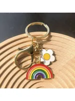 Cute Rainbow Poached Egg Alloy Bag Pendant Keychain main image 2