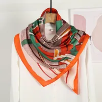 Women's Ethnic Style Sweet Color Block Satin Printing Scarf sku image 12