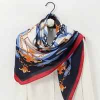 Women's Ethnic Style Sweet Color Block Satin Printing Scarf sku image 25