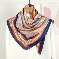 Women's Ethnic Style Sweet Color Block Satin Printing Scarf sku image 21