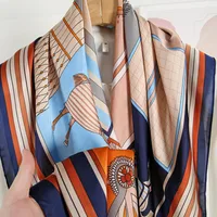 Women's Ethnic Style Sweet Color Block Satin Printing Scarf main image 4