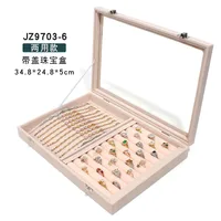 Simple Style Solid Color Wood Metal Button Jewelry Boxes sku image 10