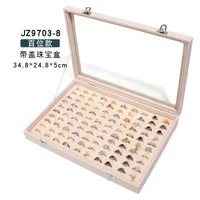 Simple Style Solid Color Wood Metal Button Jewelry Boxes sku image 2