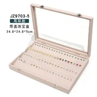Simple Style Solid Color Wood Metal Button Jewelry Boxes sku image 11