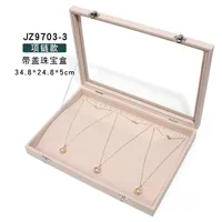 Simple Style Solid Color Wood Metal Button Jewelry Boxes sku image 4