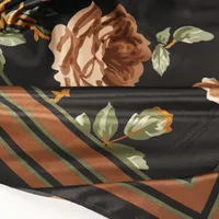 Women's Casual Flower Satin Printing Silk Scarf main image 2