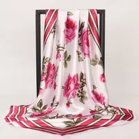 Women's Casual Flower Satin Printing Silk Scarf main image 4