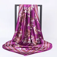 Women's Casual Flower Satin Printing Silk Scarf main image 5