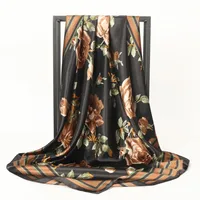 Women's Casual Flower Satin Printing Silk Scarf main image 1