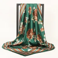 Women's Casual Flower Satin Printing Silk Scarf main image 3