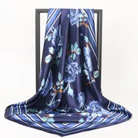 Women's Casual Flower Satin Printing Silk Scarf sku image 2