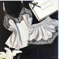 Women's Sexy Solid Color Polyester Satin Lace Shorts Sets main image 1