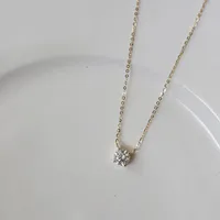 Luxurious Round Sterling Silver Plating Inlay Zircon 14k Gold Plated Solitaire Necklace main image 3