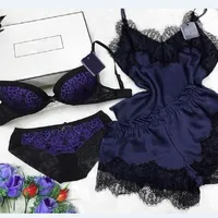 Women's Sexy Solid Color Polyester Satin Lace Shorts Sets main image 2