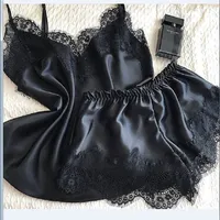 Women's Sexy Solid Color Polyester Satin Lace Shorts Sets main image 4