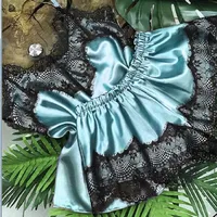 Women's Sexy Solid Color Polyester Satin Lace Shorts Sets main image 5