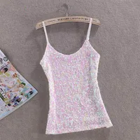 Women's Camisole Tank Tops Sequins Simple Style Solid Color sku image 1