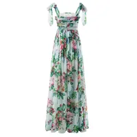 Women's Swing Dress Elegant Pastoral Printing Sleeveless Flower Maxi Long Dress Party Date main image 2