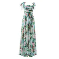 Women's Swing Dress Elegant Pastoral Printing Sleeveless Flower Maxi Long Dress Party Date main image 3
