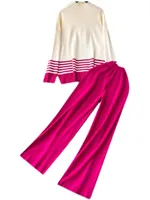 Daily Women's Vintage Style Color Block Stripe Polyester Blending Pants Sets Pants Sets main image 3