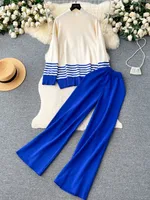 Daily Women's Vintage Style Color Block Stripe Polyester Blending Pants Sets Pants Sets main image 5