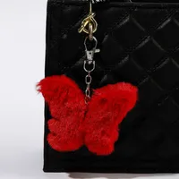 Cute Butterfly Imitation Fur Unisex Bag Pendant Keychain main image 2