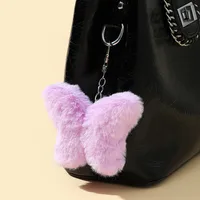 Cute Butterfly Imitation Fur Unisex Bag Pendant Keychain sku image 3