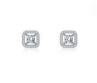 1 Pair 925 Sterling Silver Zircon Square Ear Studs sku image 1