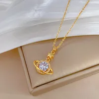 Artificial Gemstones Titanium Steel Copper IG Style Inlay Star Planet Artificial Gemstones Pendant Necklace main image 2