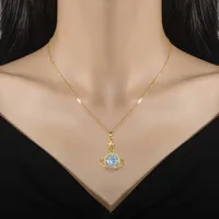 Artificial Gemstones Titanium Steel Copper IG Style Inlay Star Planet Artificial Gemstones Pendant Necklace main image 5