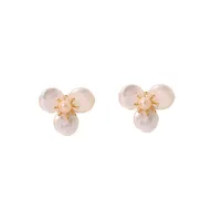 1 Pair Elegant Sweet Flower Plating Inlay Copper Pearl 18k Gold Plated Ear Studs main image 4