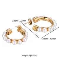 1 Pair Lady Classic Style Geometric Plating Inlay Stainless Steel Pearl Ear Studs main image 3