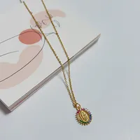 304 Stainless Steel Copper 18K Gold Plated Classic Style Plating Inlay Portrait Zircon Pendant Necklace main image 3