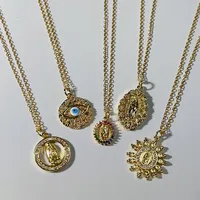 304 Stainless Steel Copper 18K Gold Plated Classic Style Plating Inlay Portrait Zircon Pendant Necklace main image 1
