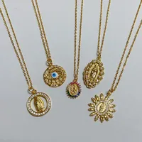 304 Stainless Steel Copper 18K Gold Plated Classic Style Plating Inlay Portrait Zircon Pendant Necklace main image 2
