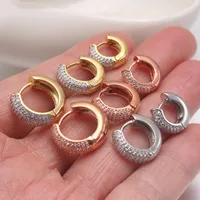 Simple Style Circle Copper Zircon 18K Gold Plated Earrings main image 1