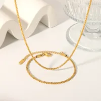304 Stainless Steel 18K Gold Plated IG Style Plating Solid Color Bracelets Necklace main image 2