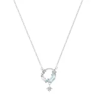 925 Sterling Silver Zircon Cable Chain Inlay Moon Pendant Necklace main image 4
