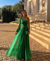 Party Dress Elegant Oblique Collar Long Sleeve Solid Color Maxi Long Dress Banquet Party main image 1