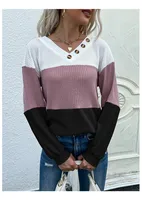 Women's Sweater Long Sleeve Sweaters & Cardigans Contrast Binding Casual Color Block main image 2