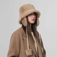Unisex Modern Style Solid Color Big Eaves Wool Cap Bucket Hat main image 1