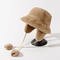 Unisex Modern Style Solid Color Big Eaves Wool Cap Bucket Hat main image 4