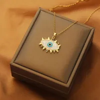 Sweet Eye Titanium Steel Plating Inlay Zircon Pendant Necklace sku image 2