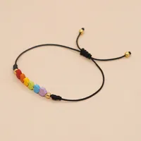 Sweet Heart Shape Iron Gall Stone Unisex Drawstring Bracelets sku image 1