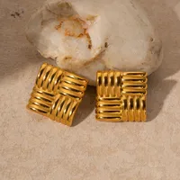1 Pair IG Style Simple Style Square Solid Color Plating 316 Stainless Steel  Ear Studs main image 4